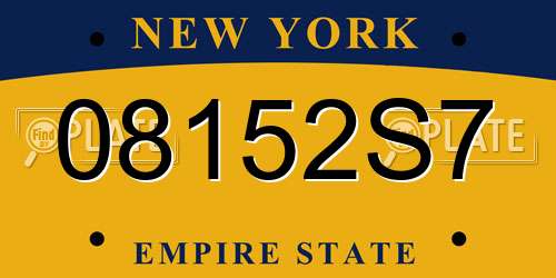 08152S7 New York License Plate