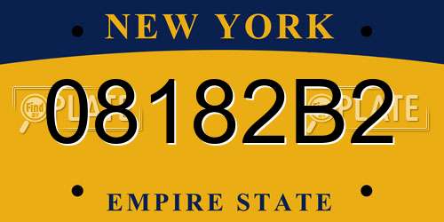 08182B2 New York License Plate