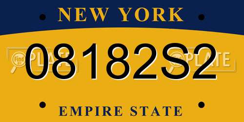 08182S2 New York License Plate