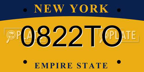 0822TO New York License Plate