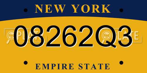 08262Q3 New York License Plate