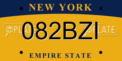 082BZI New York License Plate