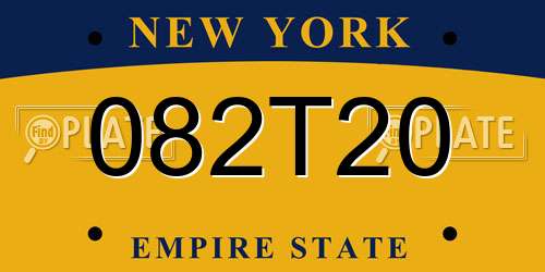 082T20 New York License Plate