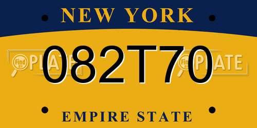 082T70 New York License Plate