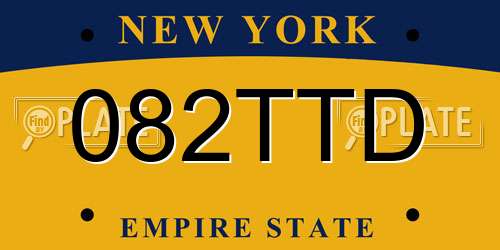 082TTD New York License Plate