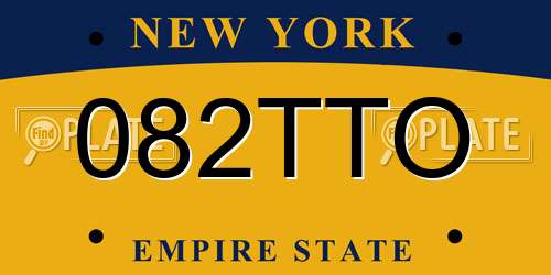 082TTO New York License Plate
