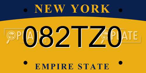 082TZ0 New York License Plate