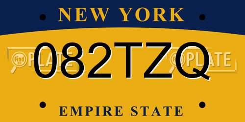 082TZQ New York License Plate