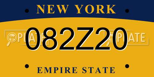 082Z20 New York License Plate