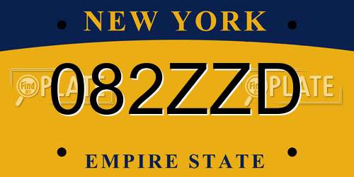 082ZZD New York License Plate