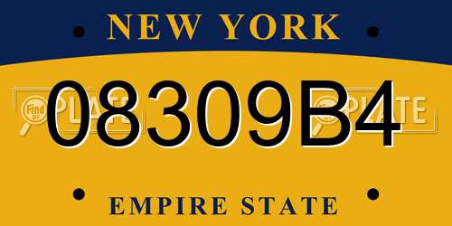 08309B4 New York License Plate