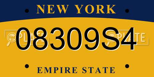 08309S4 New York License Plate
