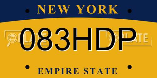 083HDP New York License Plate