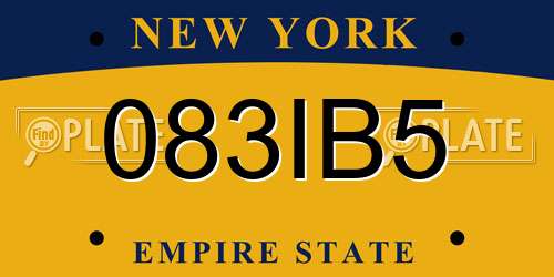 083IB5 New York License Plate