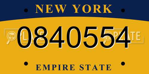 0840554 New York License Plate