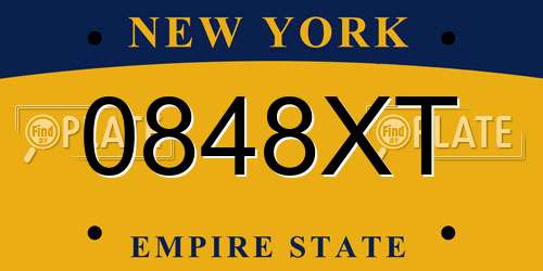 0848XT New York License Plate