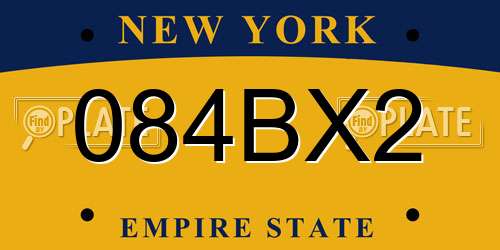 084BX2 New York License Plate