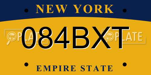 084BXT New York License Plate