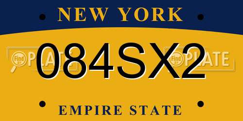 084SX2 New York License Plate