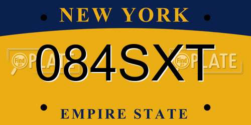 084SXT New York License Plate