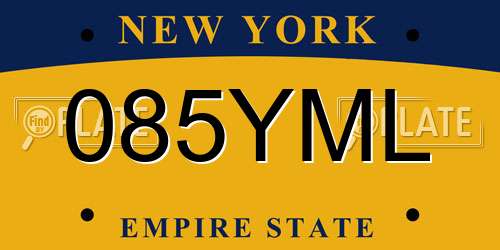 085YML New York License Plate
