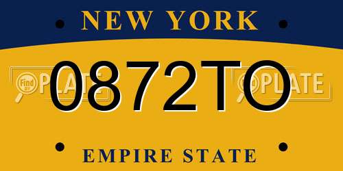 0872TO New York License Plate