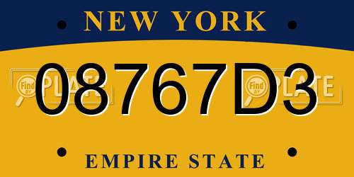 08767D3 New York License Plate