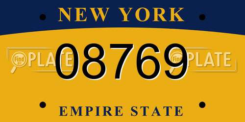 08769 New York License Plate