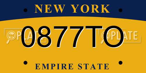 0877TO New York License Plate