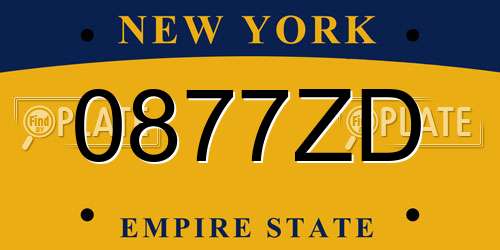 0877ZD New York License Plate