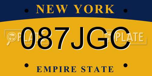 087JGC New York License Plate