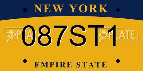 087ST1 New York License Plate
