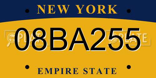 08BA255 New York License Plate