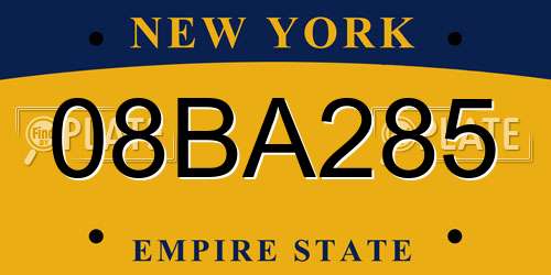 08BA285 New York License Plate
