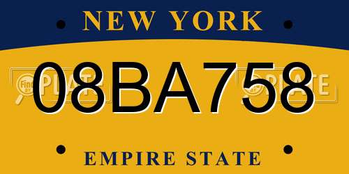 08BA758 New York License Plate