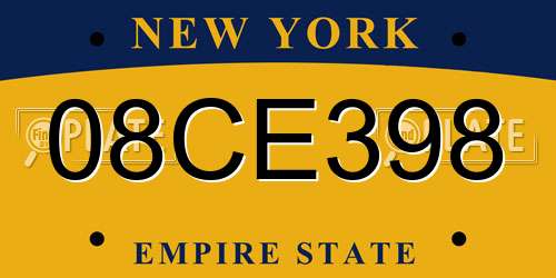 08CE398 New York License Plate
