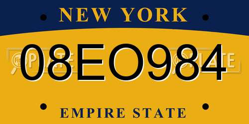 08EO984 New York License Plate