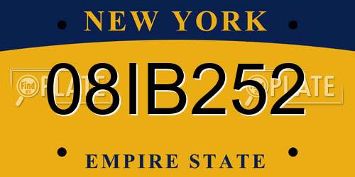 08IB252 New York License Plate