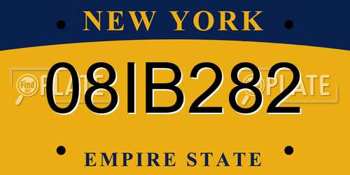 08IB282 New York License Plate