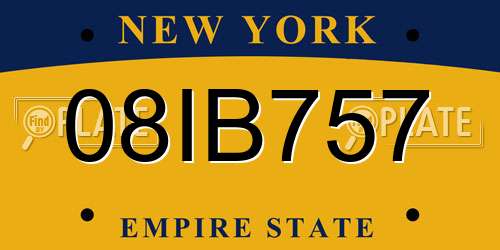 08IB757 New York License Plate