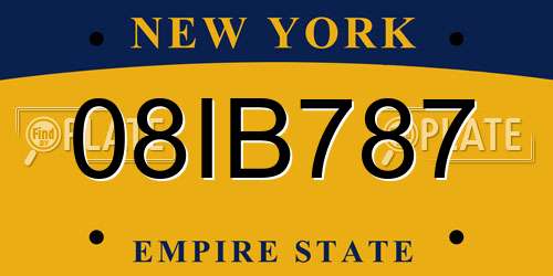 08IB787 New York License Plate