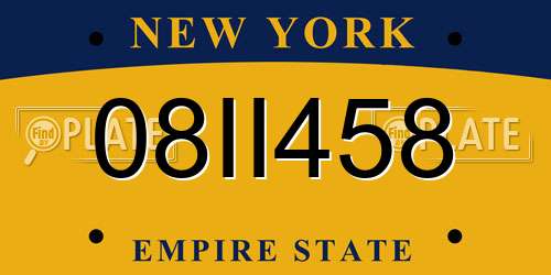 08II458 New York License Plate