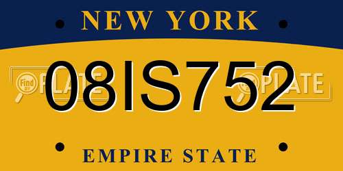 08IS752 New York License Plate