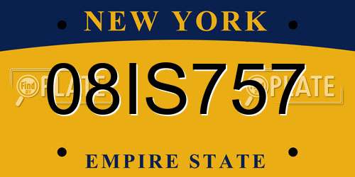 08IS757 New York License Plate