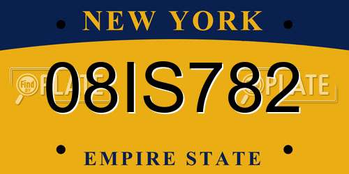 08IS782 New York License Plate