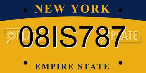 08IS787 New York License Plate