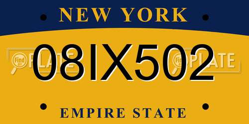08IX502 New York License Plate