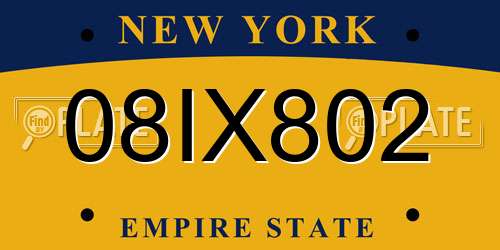 08IX802 New York License Plate