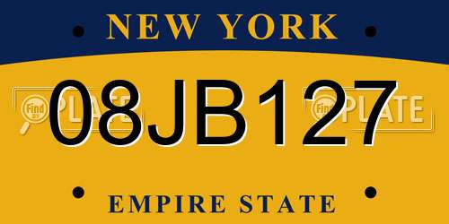 08JB127 New York License Plate