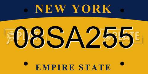 08SA255 New York License Plate